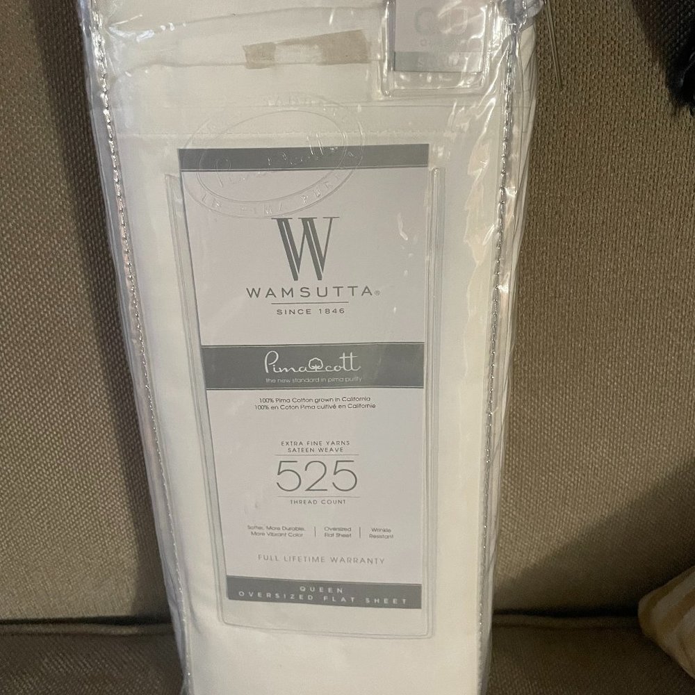 Wamsutta 525Thread Count  Full Flat Sheet Pima Cotton in white